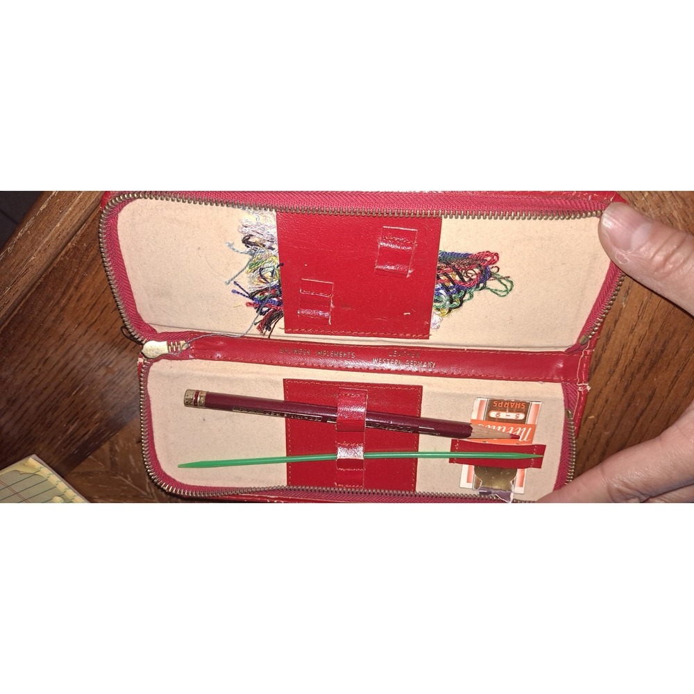Vintage Red Leather Solingen Implements Western Germany‎